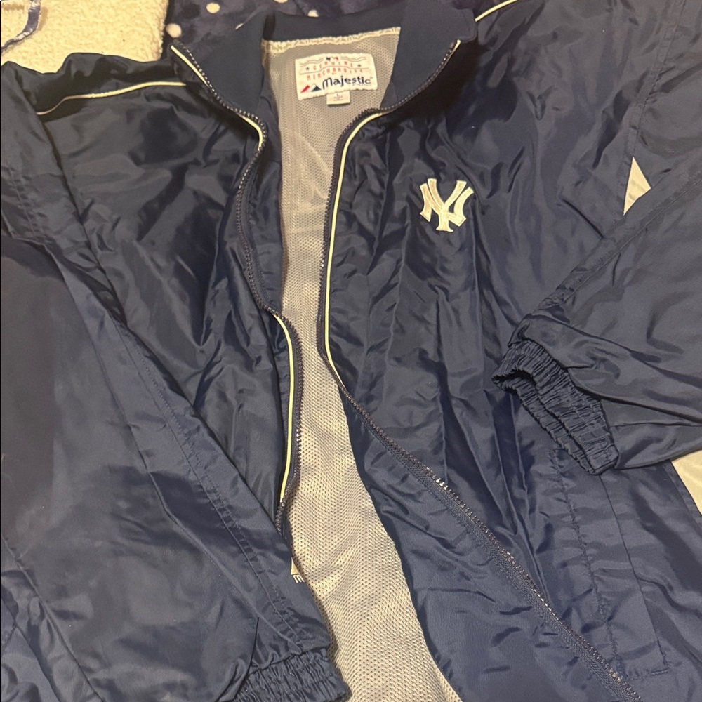 Majestic Dark Blue Windbreaker with White Accents